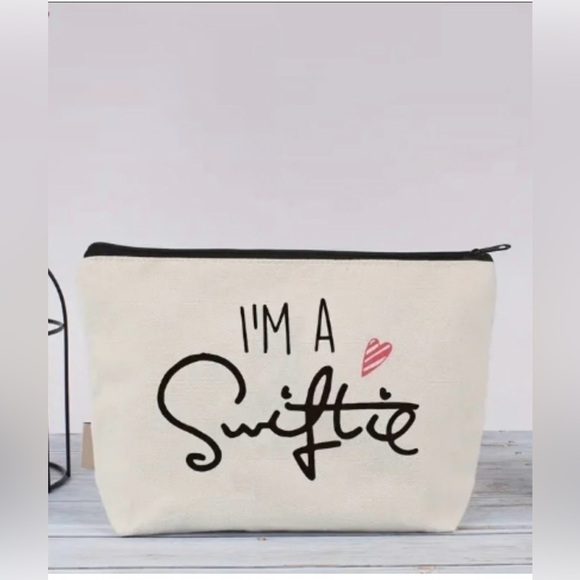 Accessories - Cosmetic travel Beige Canvas Pouch with Black and Pink Print